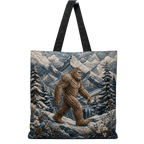 Lotusprint LLC 2D Print Bigfoot Mountain Quilted Tote Bag, Sasquatch Winter Forest Shoulder Handbag
