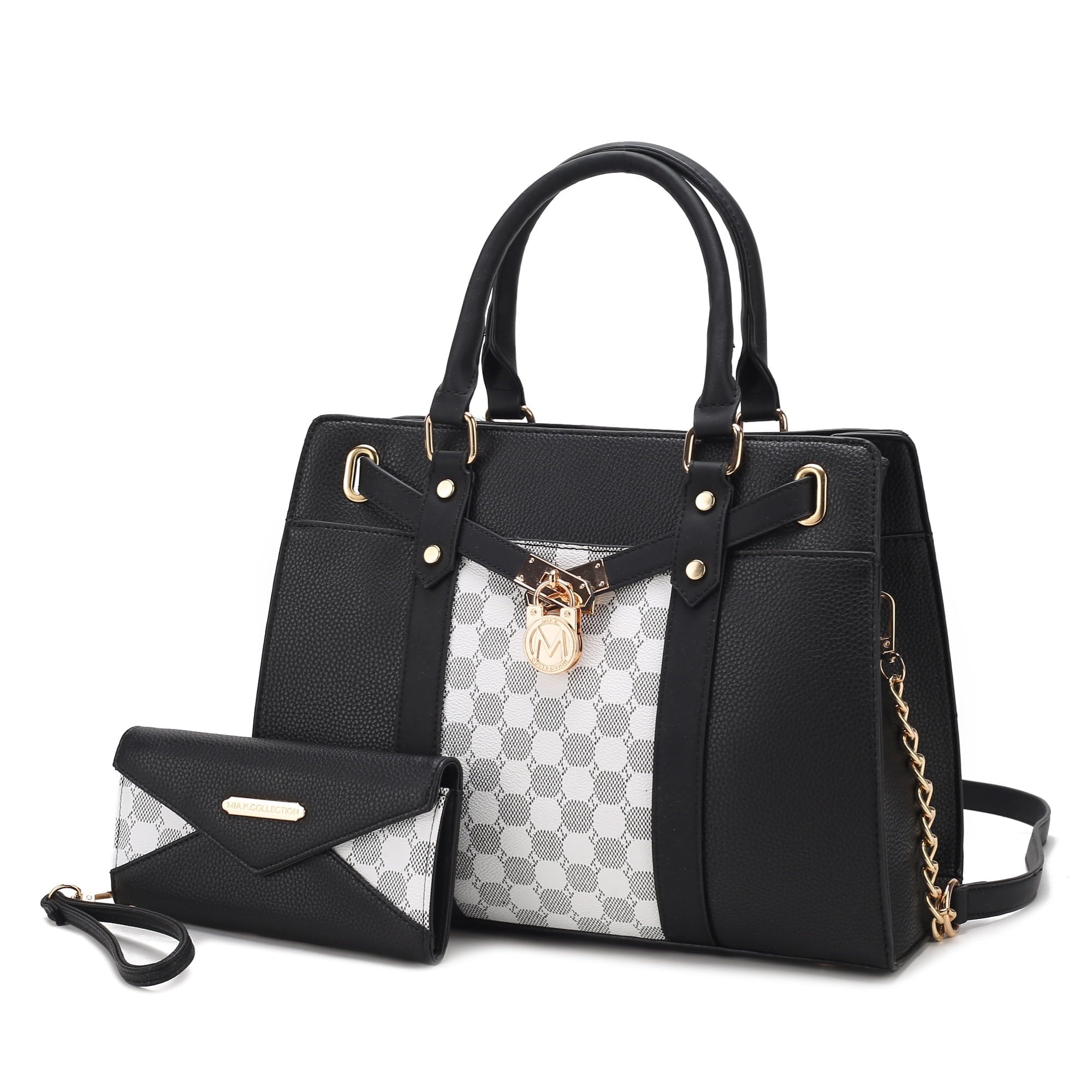 COLLECTION Christine Vegan Leather Satchel Bag with Wristlet Wallet, Purple - Shoulder Bag