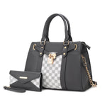 COLLECTION Christine Vegan Leather Satchel Bag with Wristlet Wallet, Purple - Shoulder Bag