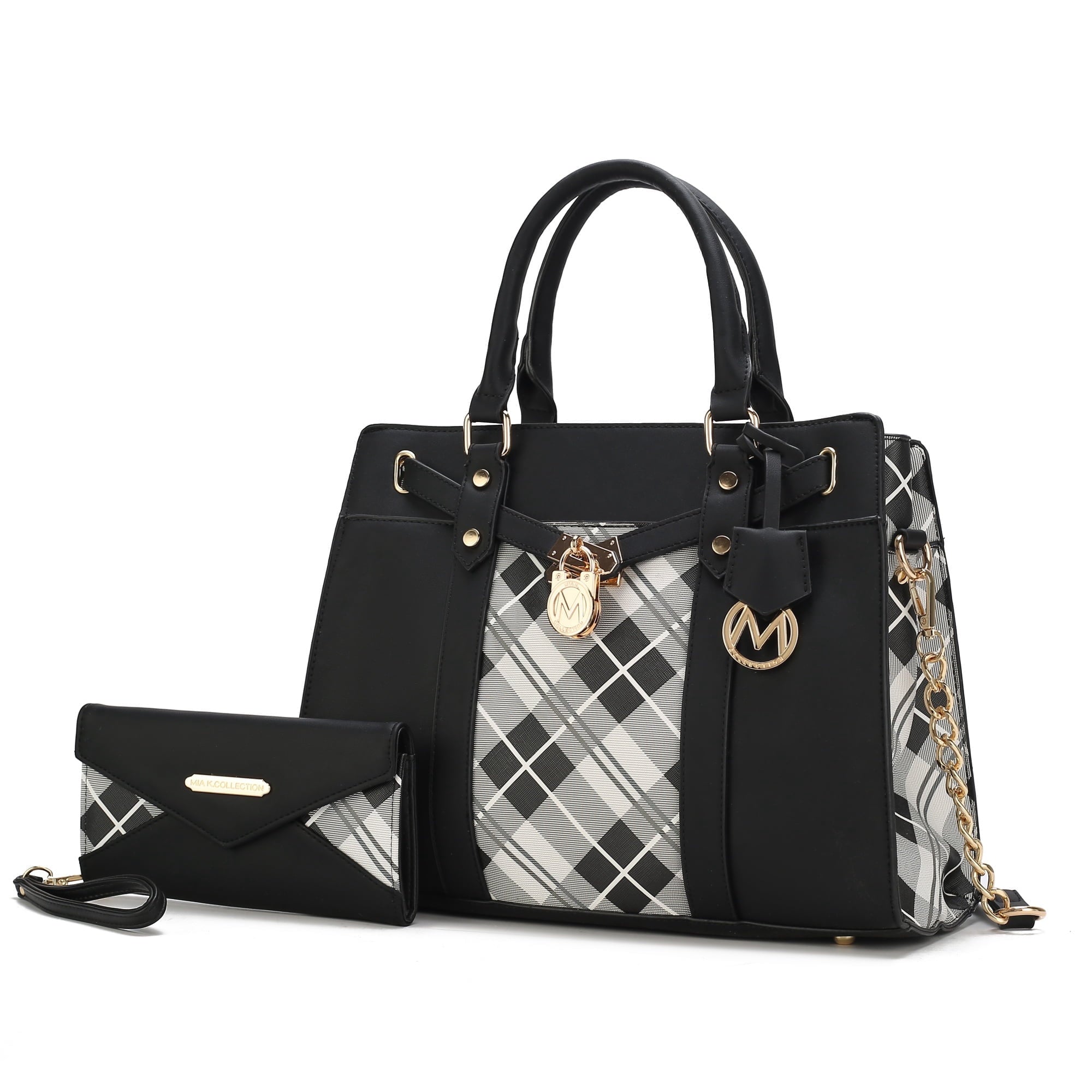 COLLECTION Christine Vegan Leather Satchel Bag with Wristlet Wallet, Purple - Shoulder Bag