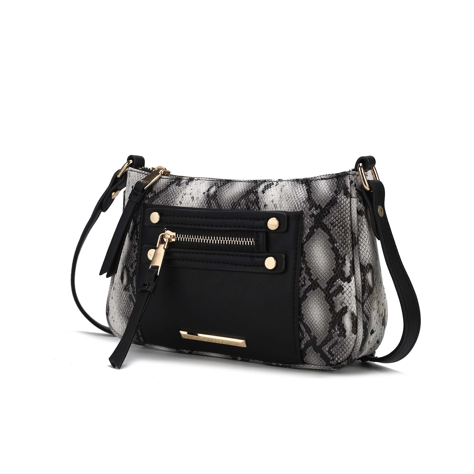 Collection Essie Women's Crossbody Bag Snake Embossed Vegan Leather Shoulder Bag Daily Handbag by Mia K. - Dark Green - Crossbody Bag