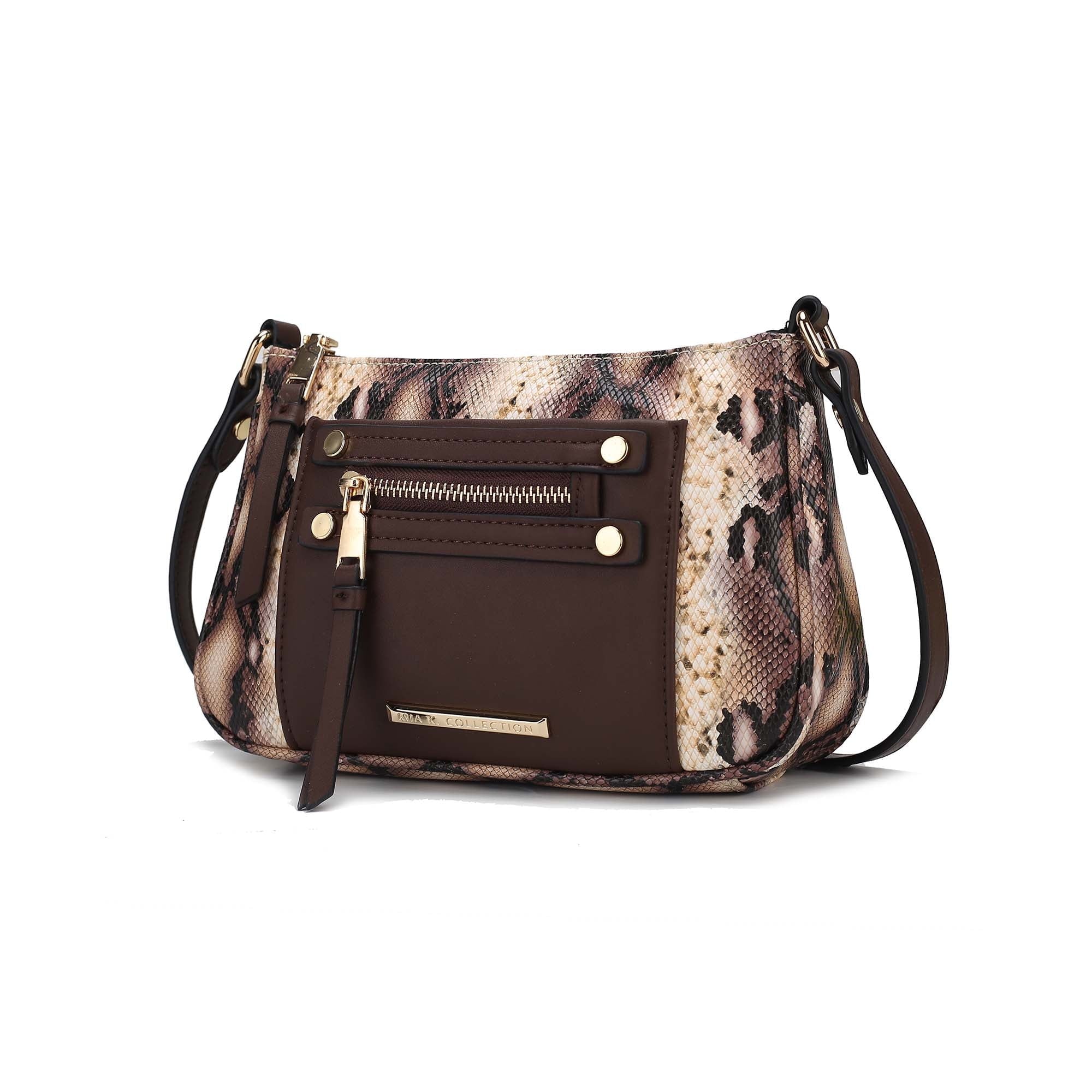 Collection Essie Women's Crossbody Bag Snake Embossed Vegan Leather Shoulder Bag Daily Handbag by Mia K. - Dark Green - Crossbody Bag