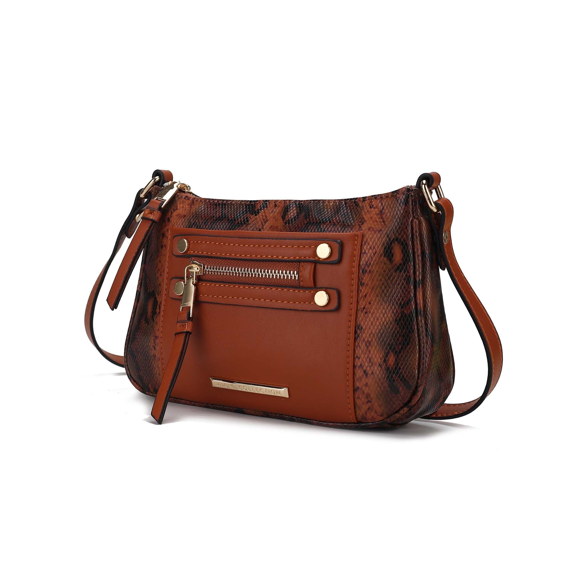 Collection Essie Women's Crossbody Bag Snake Embossed Vegan Leather Shoulder Bag Daily Handbag by Mia K. - Dark Green - Crossbody Bag