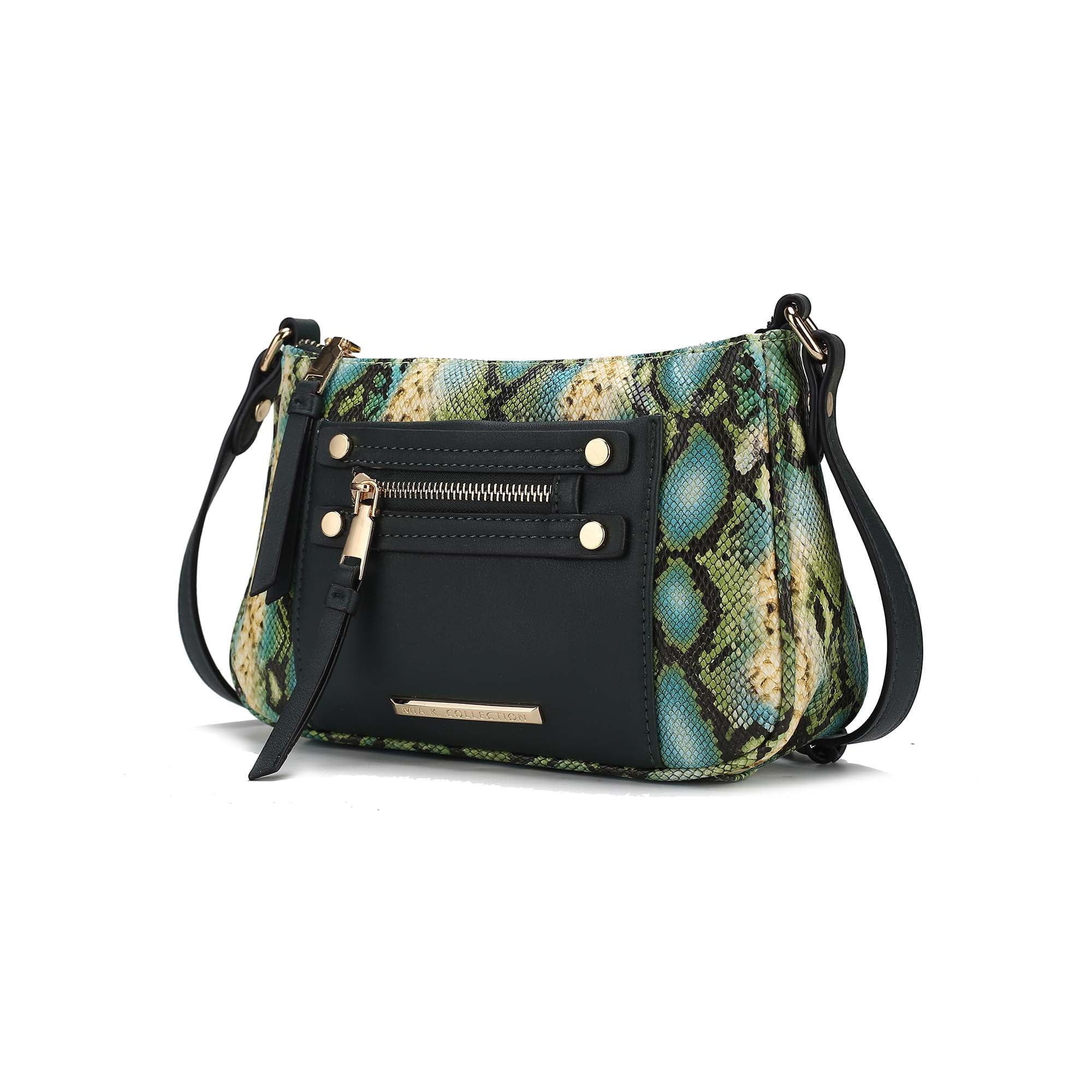 MKF Collection Essie Women's Crossbody Bag Snake Embossed Vegan Leather Shoulder Bag Daily Handbag by Mia K. - Dark Green