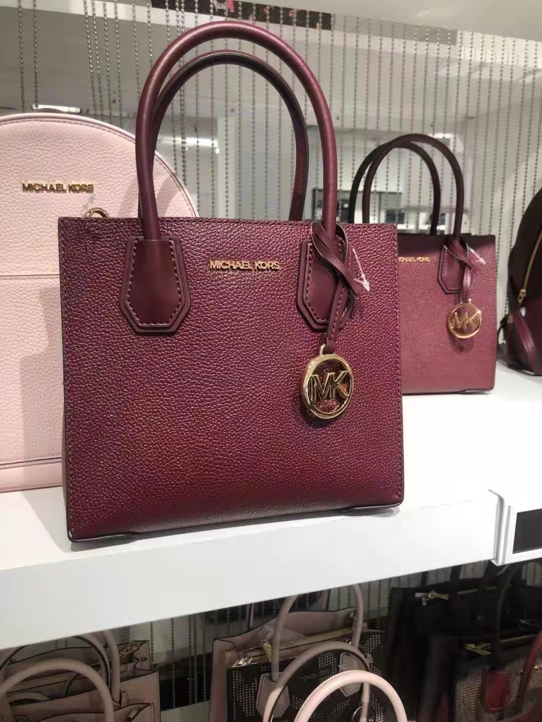 Michael Kors Medium Mercer Leather Crossbody Tote, Grapefruit - Crossbody Bag