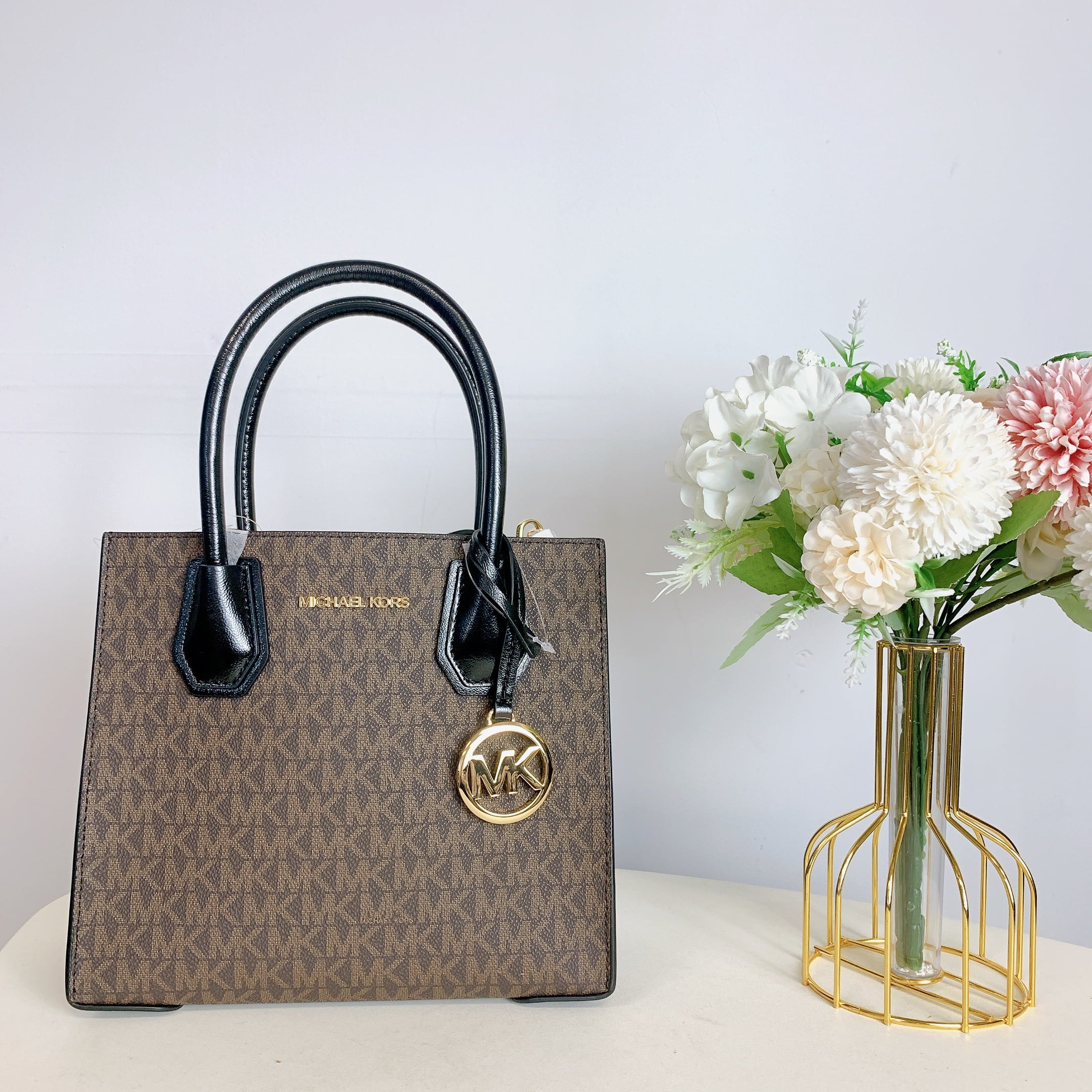 Michael Kors Medium Mercer Leather Crossbody Tote, Grapefruit - Crossbody Bag