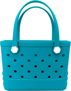 ROVTIULI Waterproof Sandproof Beach Bag for Women - Small Portable Plastic Rubber Tote, Washable Open Top Handbag for Outdoor Travel