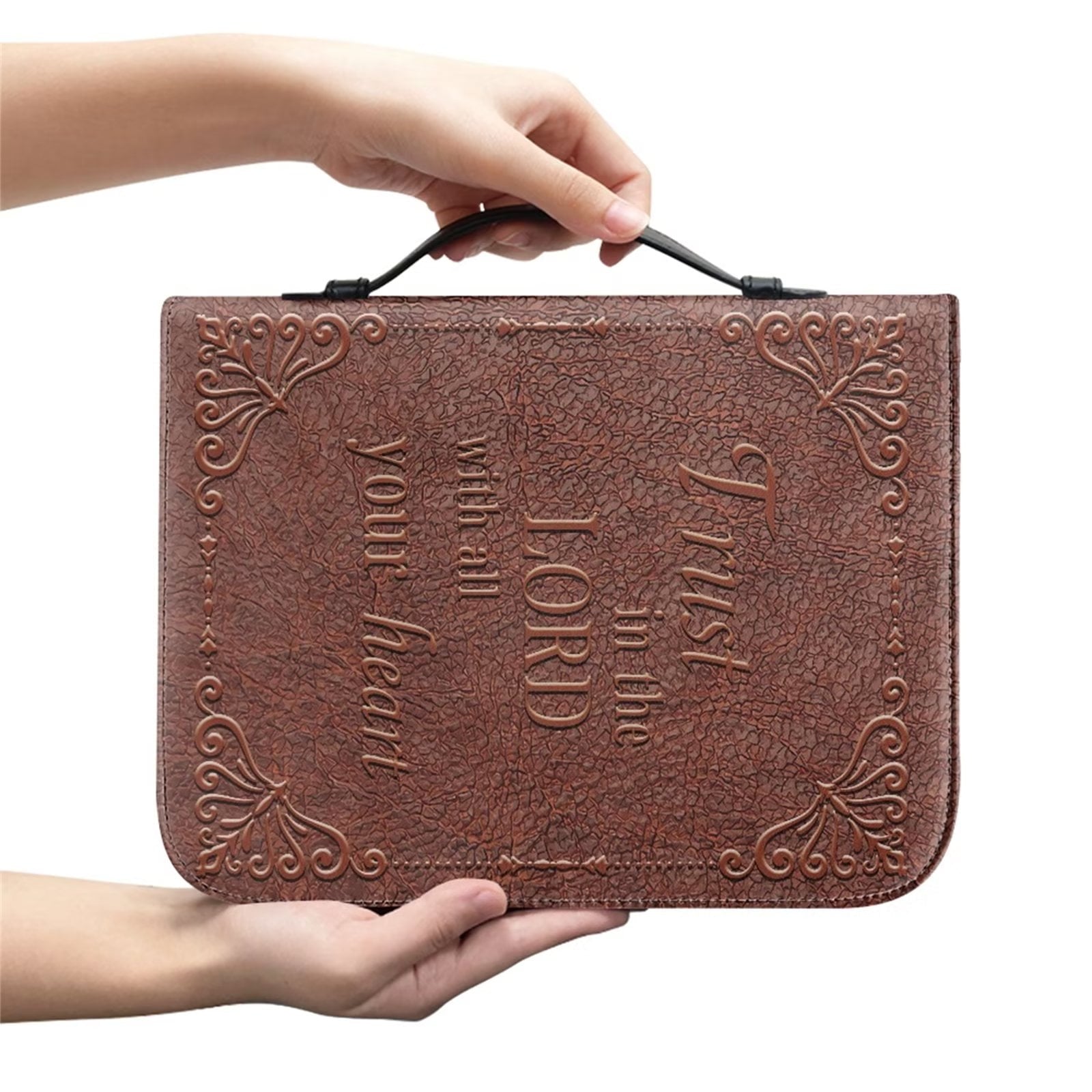 Renewold Mountain Peak Bird Women PU Leather Bible Bag Size L Lightweight Custom Bible Tote Handbag with Zip Handle Leisure Bible Case Bag Carrying Case for Kids - Bible Bag