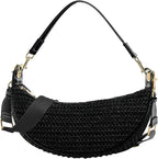 Straw Crossbody Bags for Women Beach Woven Hobo Handbag Summer Chic Crescent Shoulder Purses with Adjustable Strap 2024