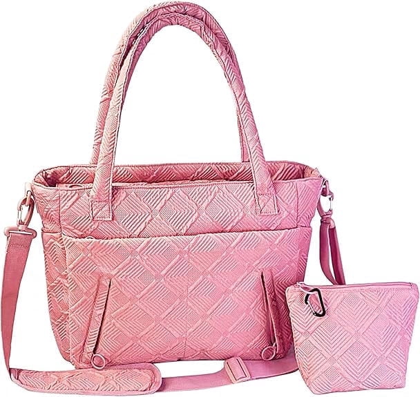 Tote Bag for Women, Lightweight Puffy Tote Bag with Compartments Shoulder Bag Handbag for Travel, Work, Gym | Lightweight, Puffy, Quilted, for Travel, Work - Crossbody Bag