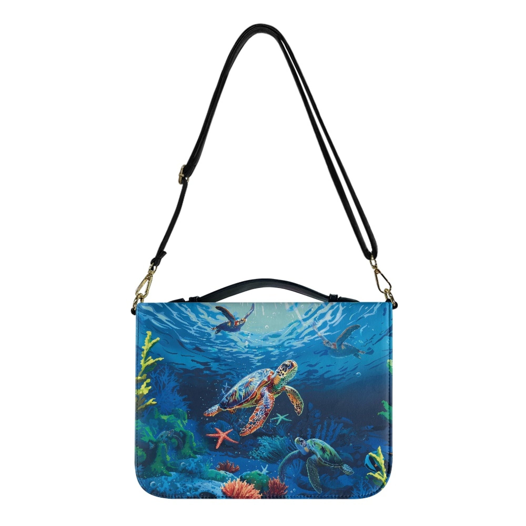 U DESIGNS Ocean Dolphins Bible Bags for Women Tote Portable Sturdy Leather Bible Cover Size Large Holistic Leather Bible Bags Personalized Multifunctional Bible Book Carrying Case - Bible Bag