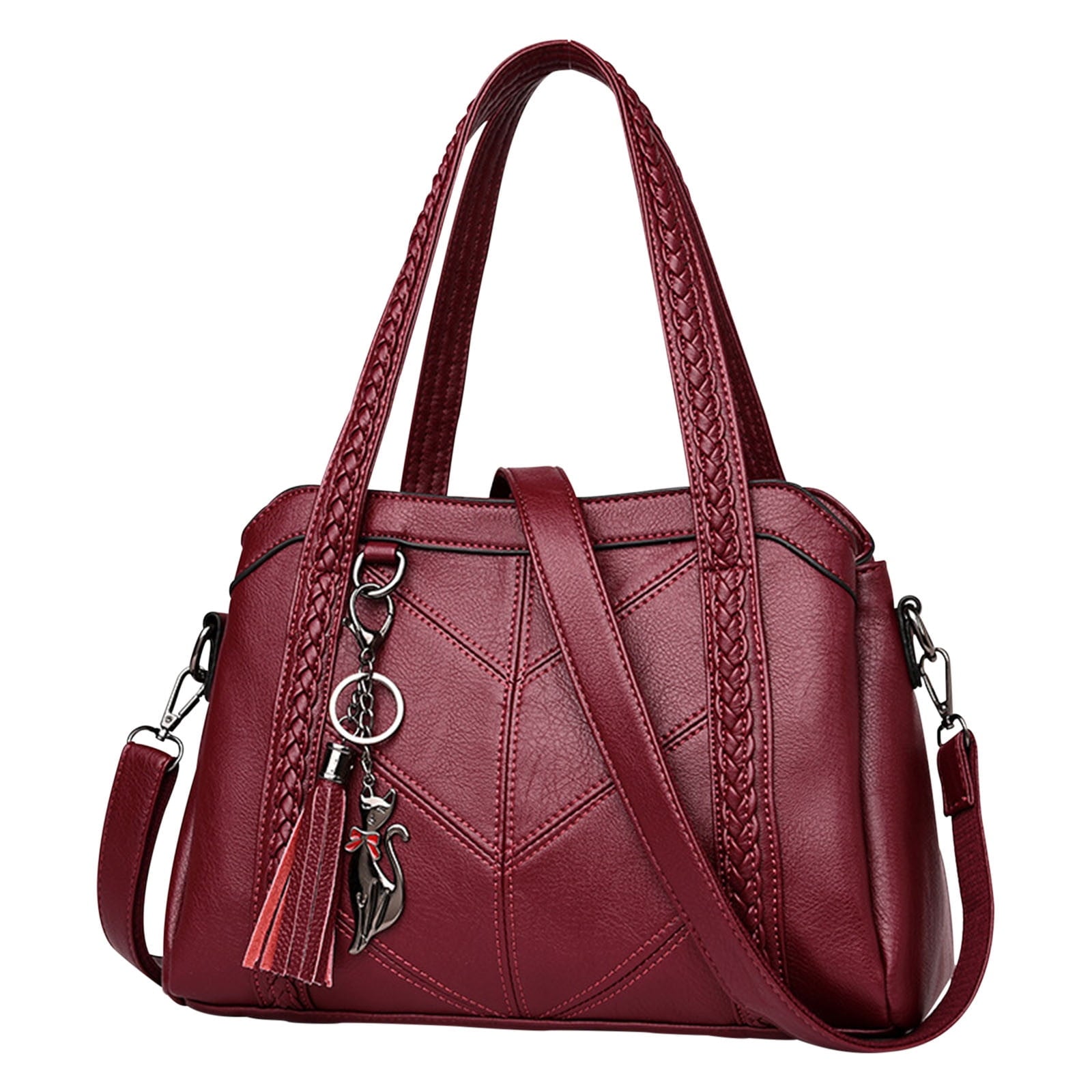 Women's Leather Tote Bag - Large Capacity Shoulder Bag with Adjustable Strap, 3 Compartments & Multiple Pockets, 11.8x4.7x7.8 Inches, Elegant Handbag for Work, Travel, Gift - Messenger Bag