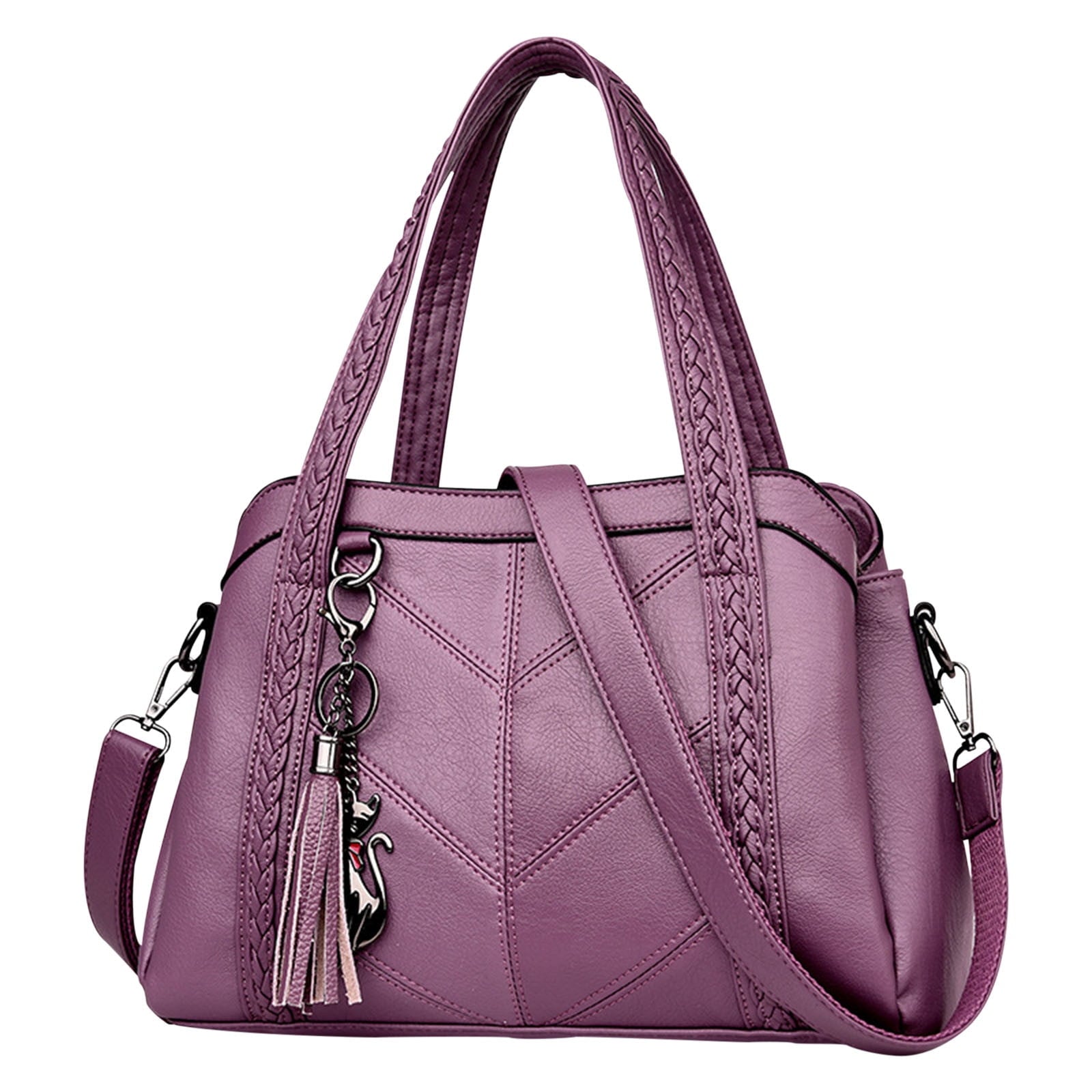 Women's Leather Tote Bag - Large Capacity Shoulder Bag with Adjustable Strap, 3 Compartments & Multiple Pockets, 11.8x4.7x7.8 Inches, Elegant Handbag for Work, Travel, Gift - Messenger Bag