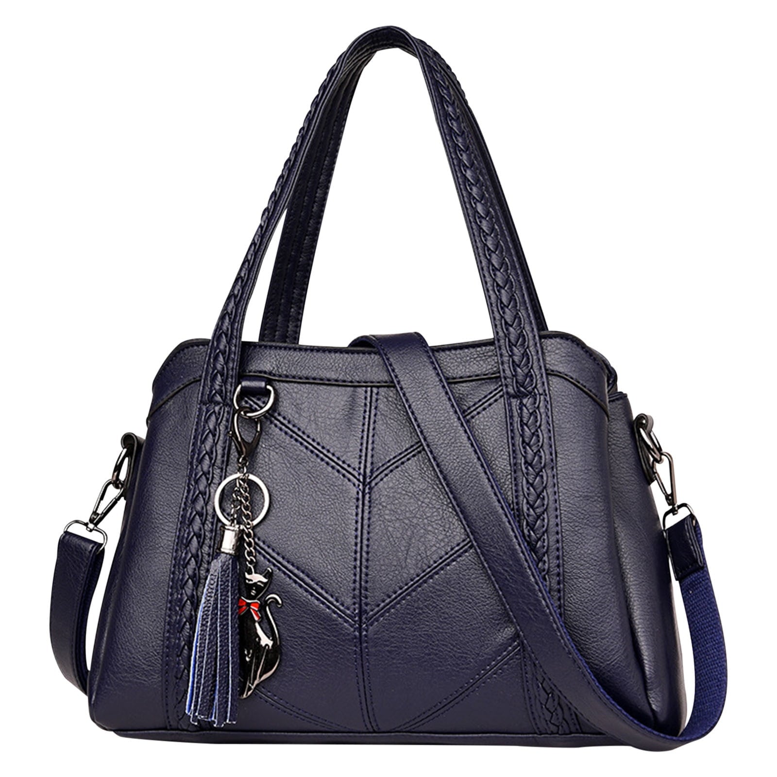 Women's Leather Tote Bag - Large Capacity Shoulder Bag with Adjustable Strap, 3 Compartments & Multiple Pockets, 11.8x4.7x7.8 Inches, Elegant Handbag for Work, Travel, Gift - Messenger Bag