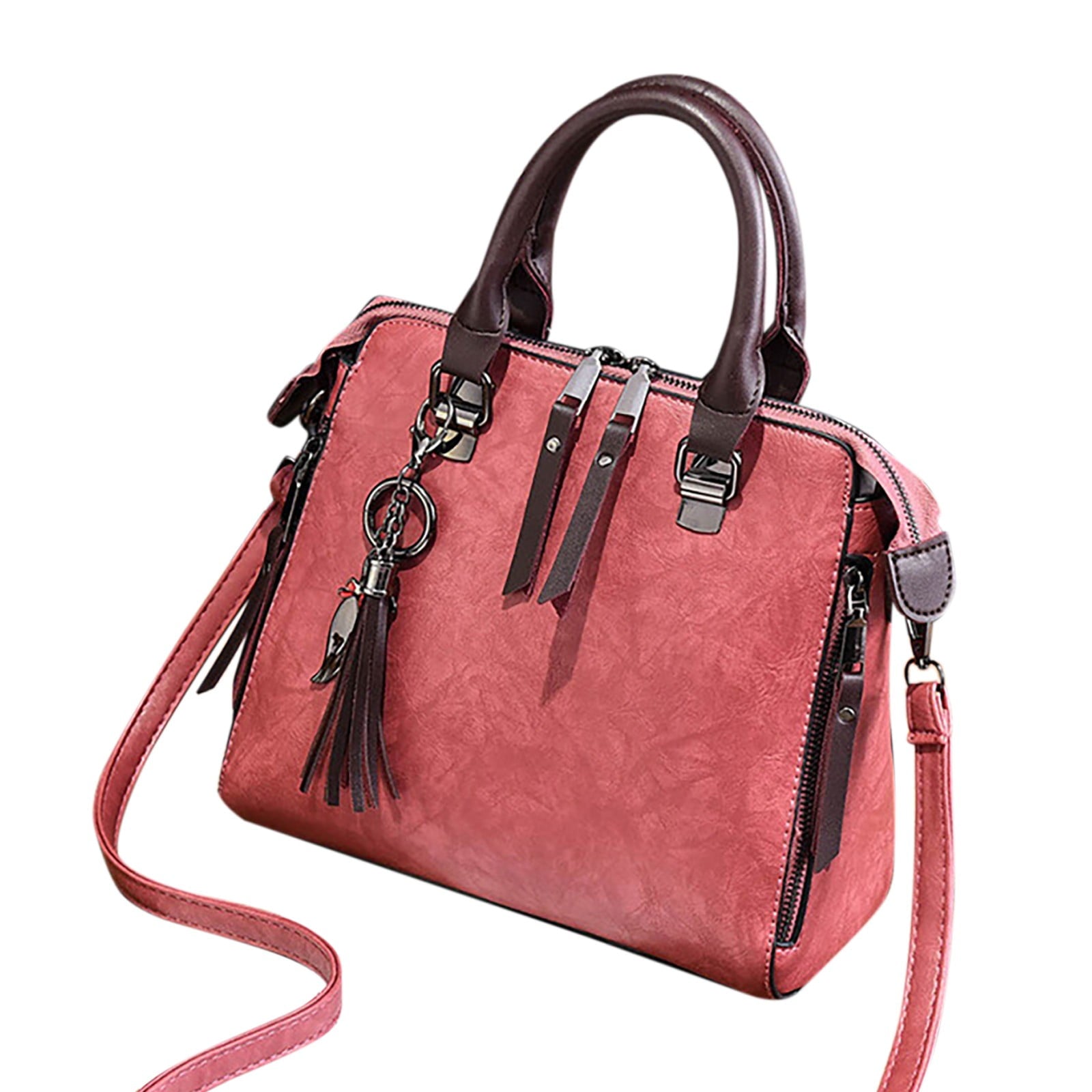 zttd women fashion girls retro solid cat fringe shoulder zip tote handbag bags elegant retro women tote bag custom ladies handbag a - Crossbody Bag
