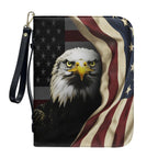 Hummingbird Lily Flower Print PU Leather Bible Case for Women Men Lightweight Bible Carrying Tote Bags with Detachable Wristlet Strap Church Bag for Bible Study Bible Gift, L - Bible Bag