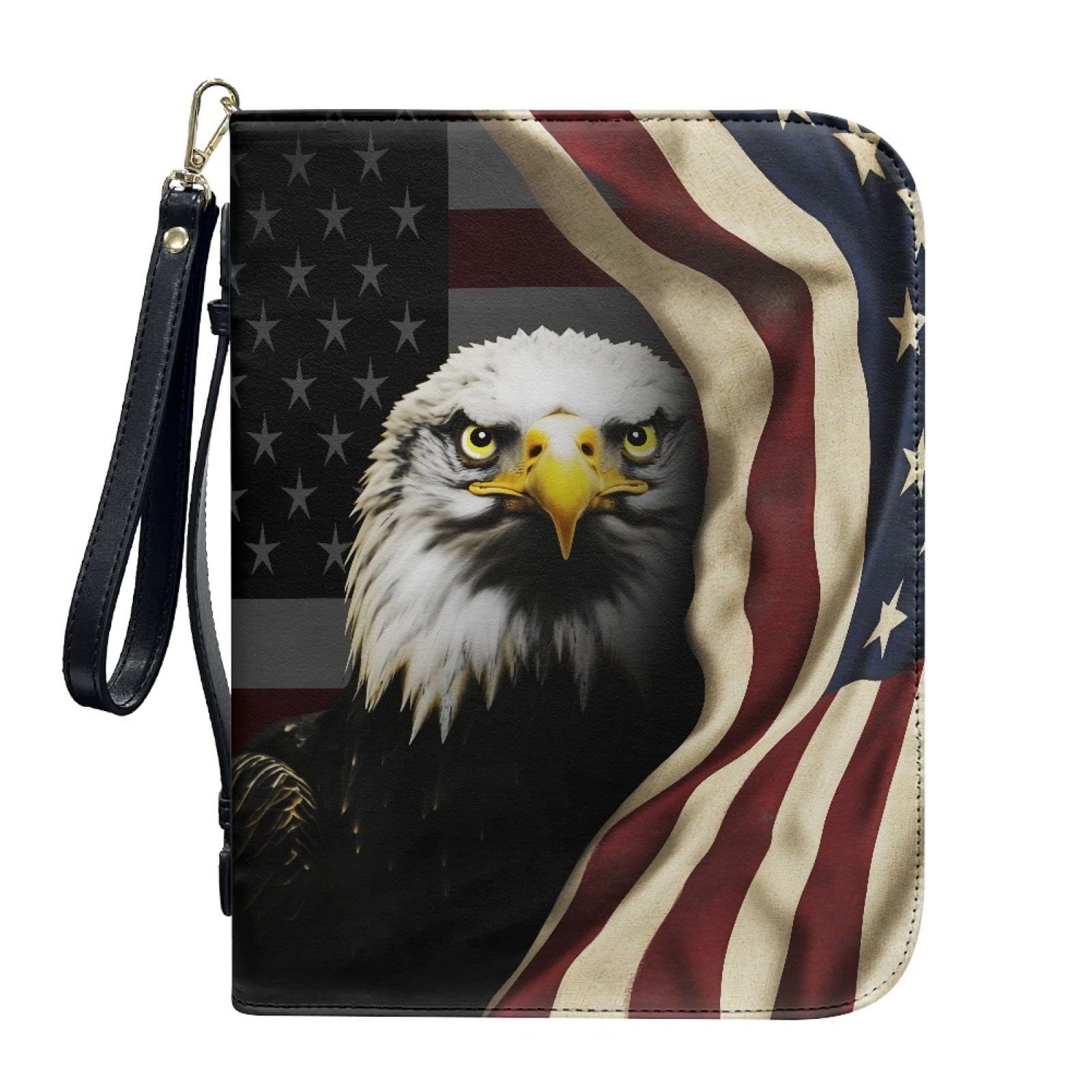 Hummingbird Lily Flower Print PU Leather Bible Case for Women Men Lightweight Bible Carrying Tote Bags with Detachable Wristlet Strap Church Bag for Bible Study Bible Gift, L - Bible Bag