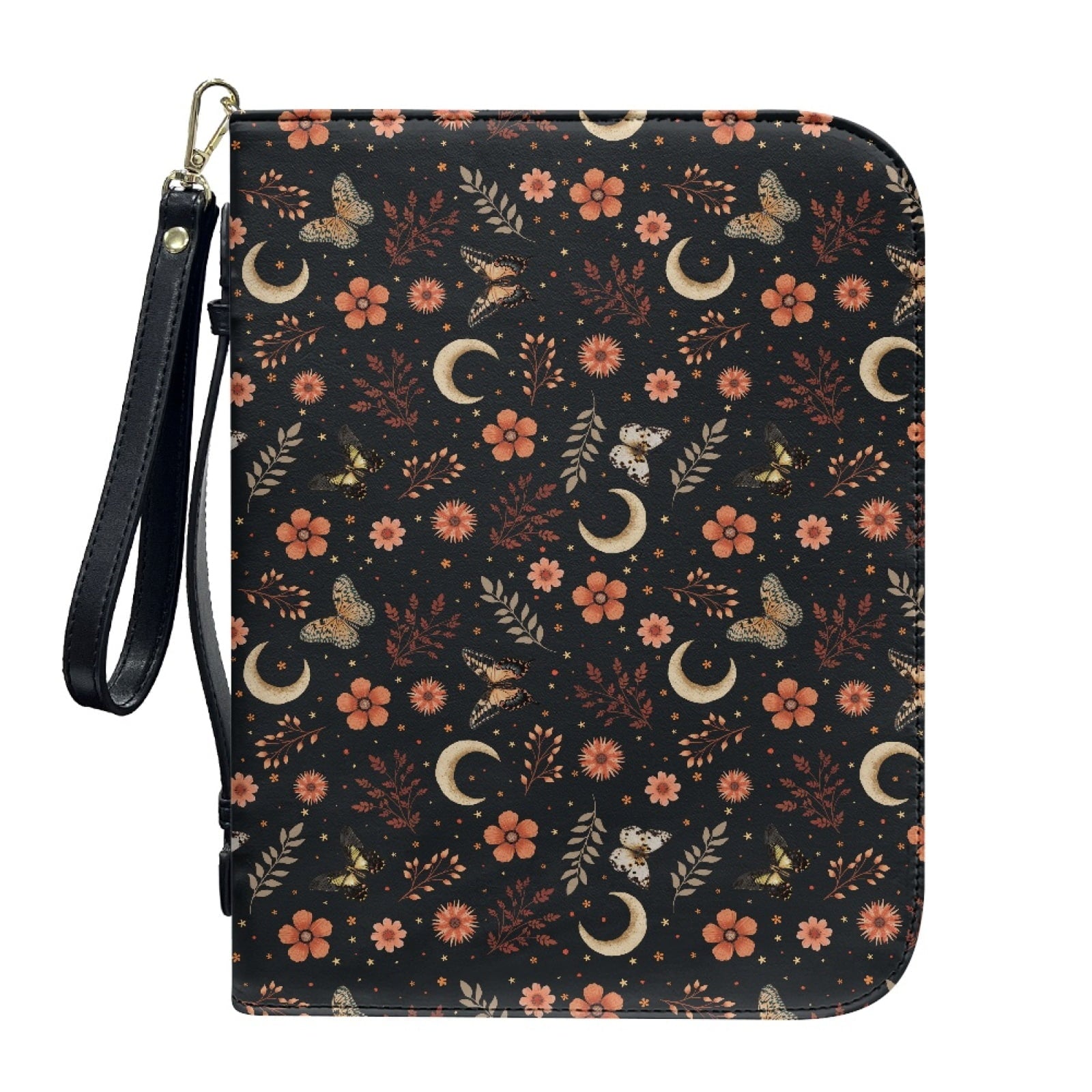 Star Sky Moose Star Print PU Leather Bible Case for Women Men Portable Bible Carrying Tote Bags with Detachable Wristlet Strap Church Bag for Bible Study Scripture Church Bag, L - Bible Bag