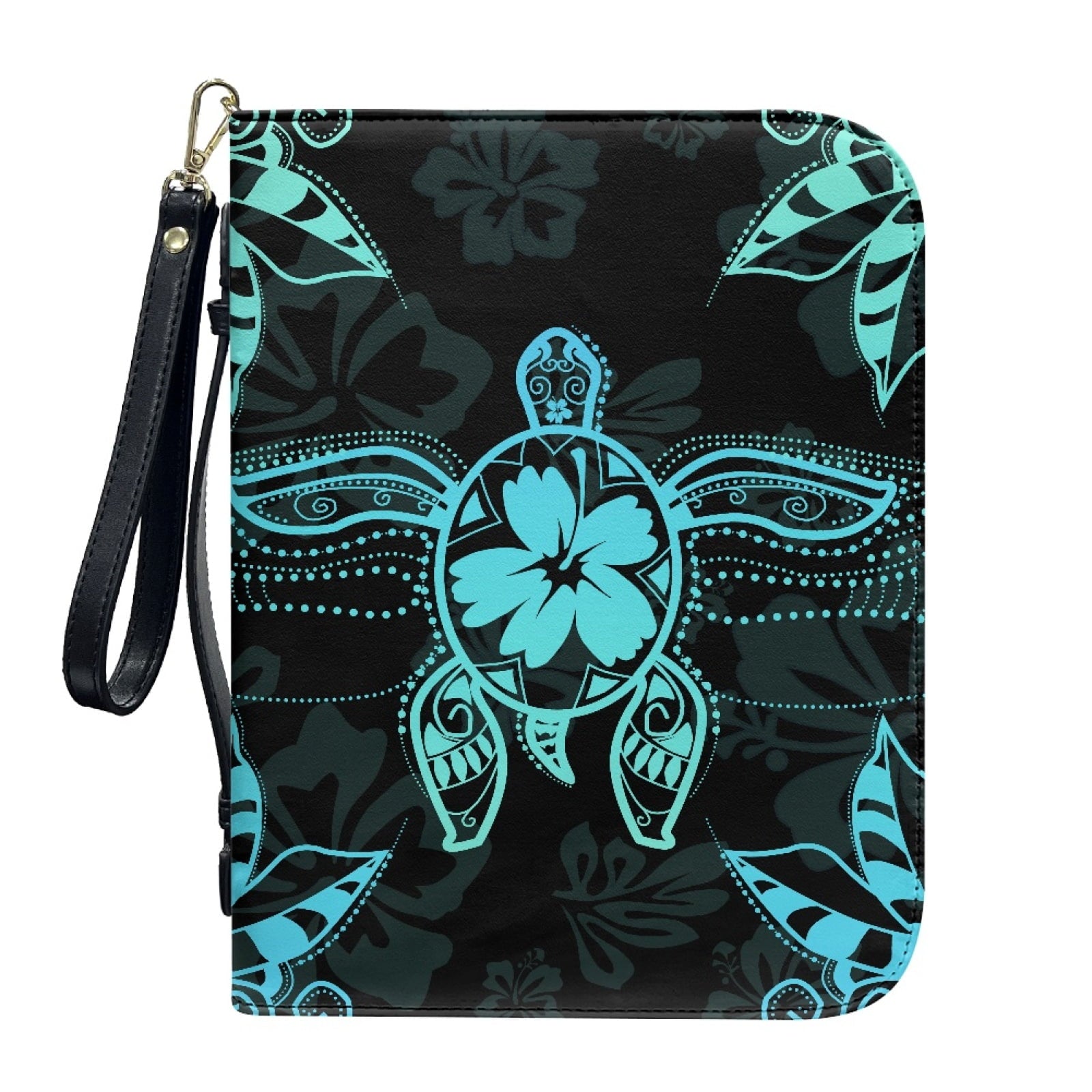 Hummingbird Lily Flower Print PU Leather Bible Case for Women Men Lightweight Bible Carrying Tote Bags with Detachable Wristlet Strap Church Bag for Bible Study Bible Gift, L - Bible Bag