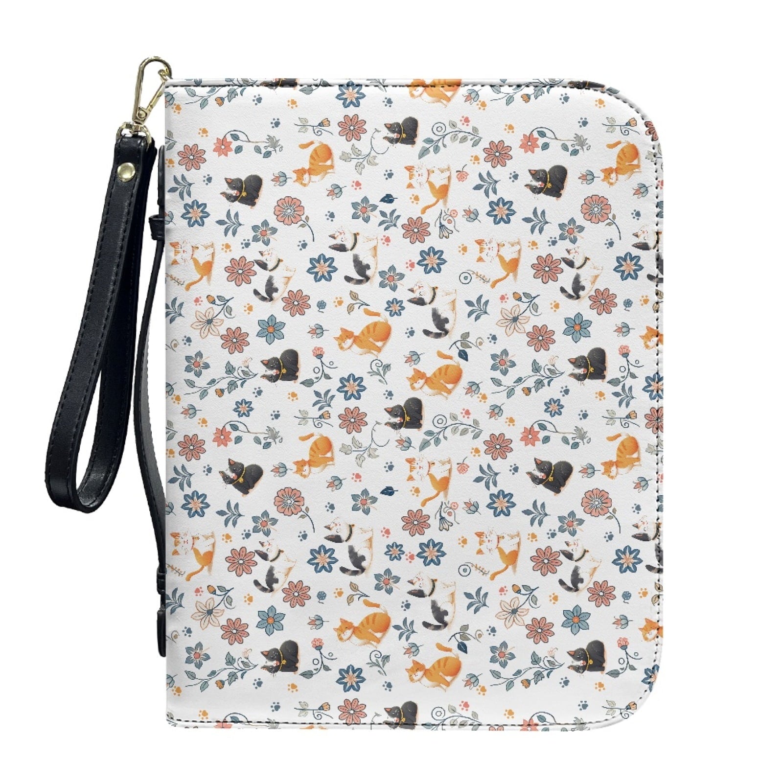 Lavender Hummingbird Butterfly Print PU Leather Bible Case for Women Men Sturdy Bible Carrying Tote Bags with Detachable Wristlet Strap Church Bag for Bible Study Journal Case, L - Bible Bag