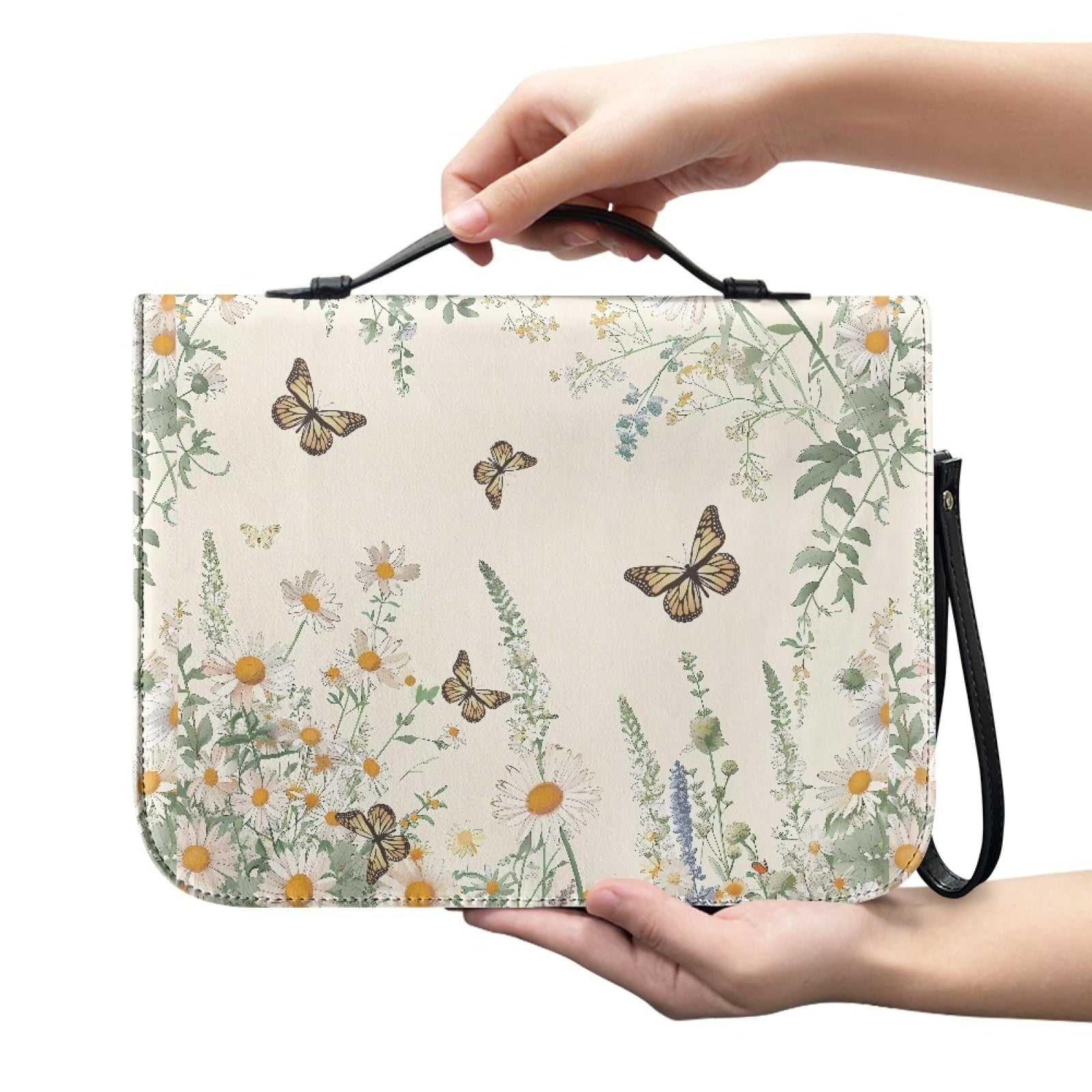 Star Sky Moose Star Print PU Leather Bible Case for Women Men Portable Bible Carrying Tote Bags with Detachable Wristlet Strap Church Bag for Bible Study Scripture Church Bag, L - Bible Bag