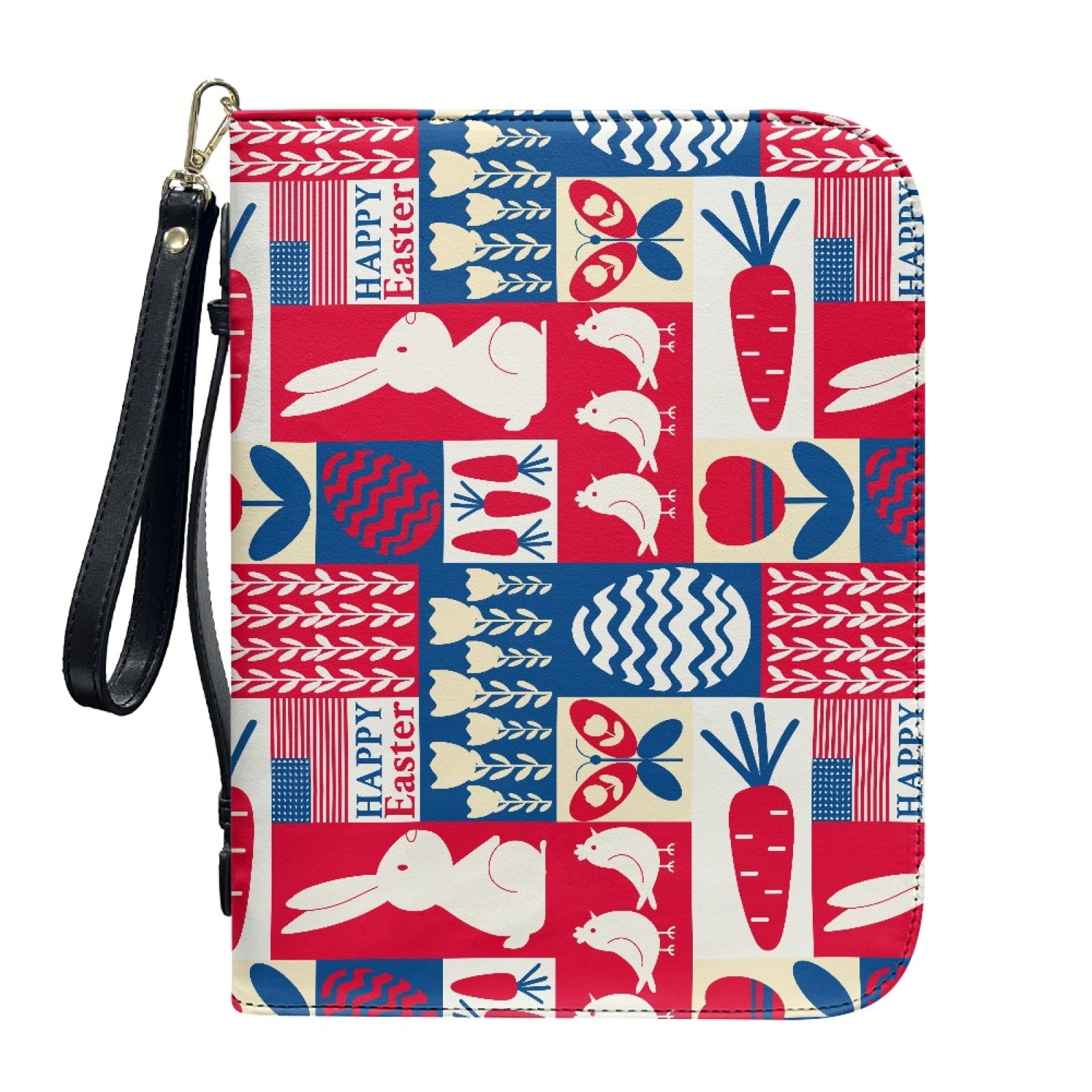 Lavender Hummingbird Butterfly Print PU Leather Bible Case for Women Men Sturdy Bible Carrying Tote Bags with Detachable Wristlet Strap Church Bag for Bible Study Journal Case, L - Bible Bag