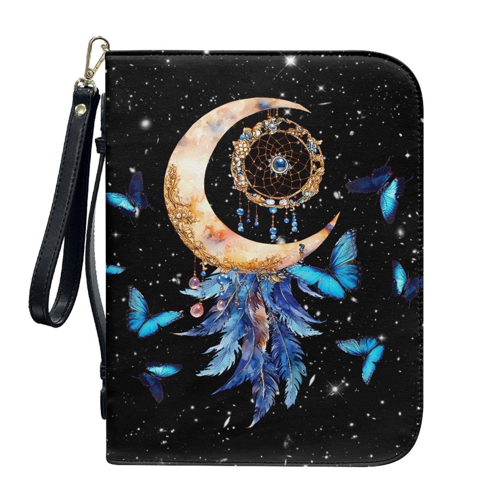 Hummingbird Lily Flower Print PU Leather Bible Case for Women Men Lightweight Bible Carrying Tote Bags with Detachable Wristlet Strap Church Bag for Bible Study Bible Gift, L - Bible Bag