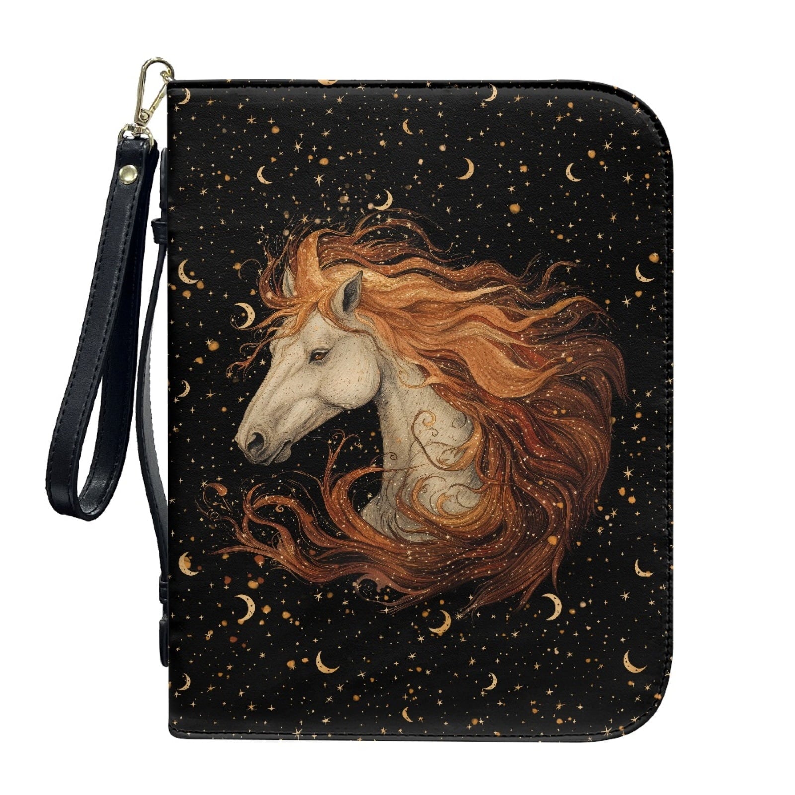 Hummingbird Lily Flower Print PU Leather Bible Case for Women Men Lightweight Bible Carrying Tote Bags with Detachable Wristlet Strap Church Bag for Bible Study Bible Gift, L - Bible Bag