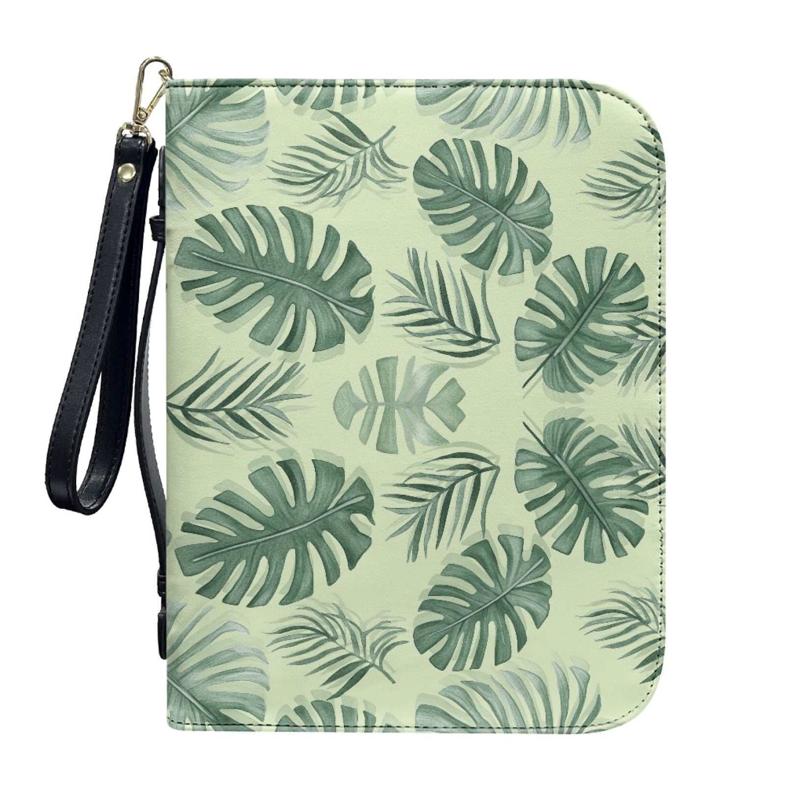 Hummingbird Lily Flower Print PU Leather Bible Case for Women Men Lightweight Bible Carrying Tote Bags with Detachable Wristlet Strap Church Bag for Bible Study Bible Gift, L - Bible Bag