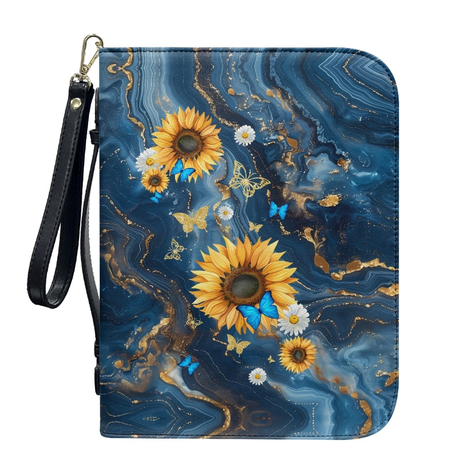 Star Sky Moose Star Print PU Leather Bible Case for Women Men Portable Bible Carrying Tote Bags with Detachable Wristlet Strap Church Bag for Bible Study Scripture Church Bag, L - Bible Bag