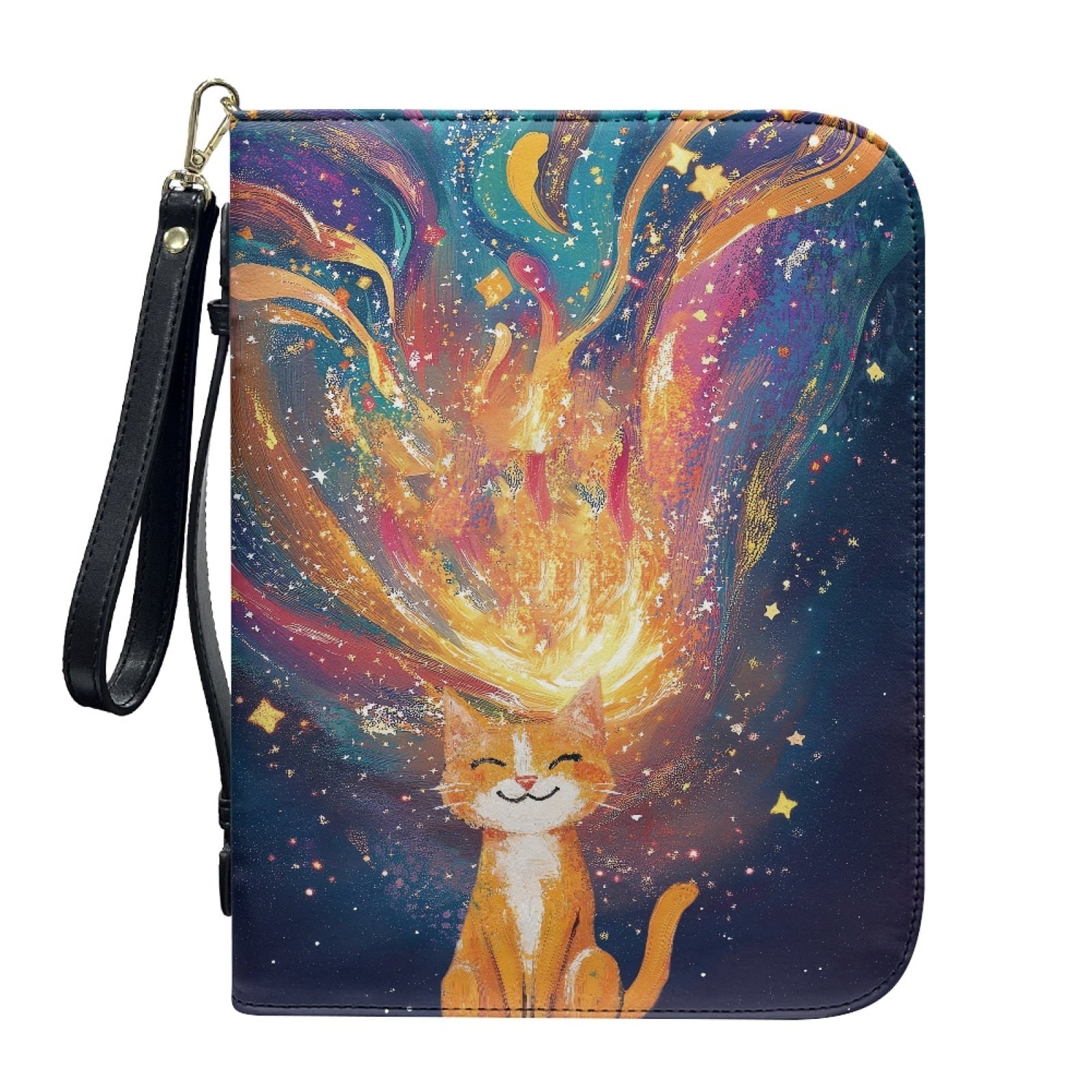 Lavender Hummingbird Butterfly Print PU Leather Bible Case for Women Men Sturdy Bible Carrying Tote Bags with Detachable Wristlet Strap Church Bag for Bible Study Journal Case, L - Bible Bag