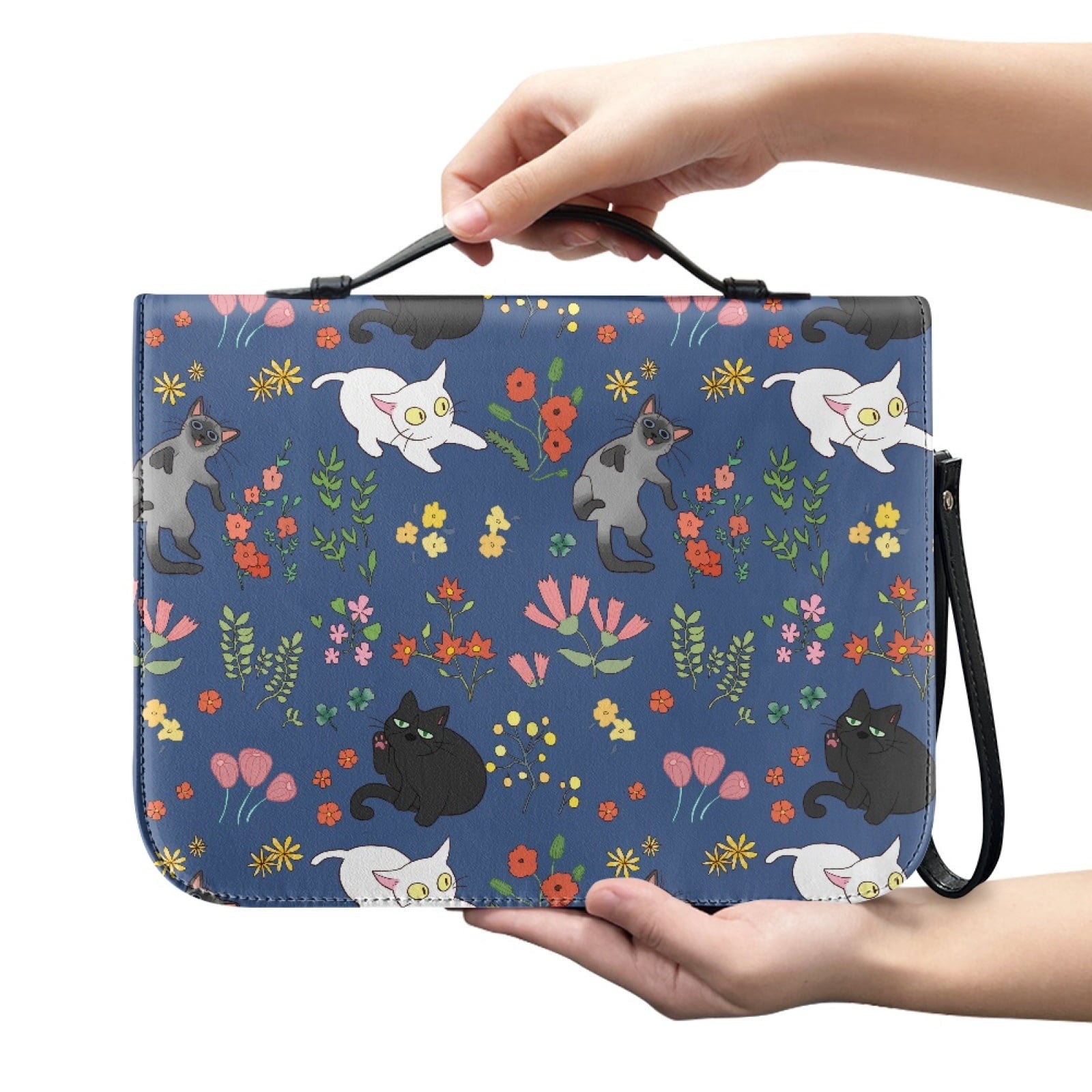 Star Sky Moose Star Print PU Leather Bible Case for Women Men Portable Bible Carrying Tote Bags with Detachable Wristlet Strap Church Bag for Bible Study Scripture Church Bag, L - Bible Bag