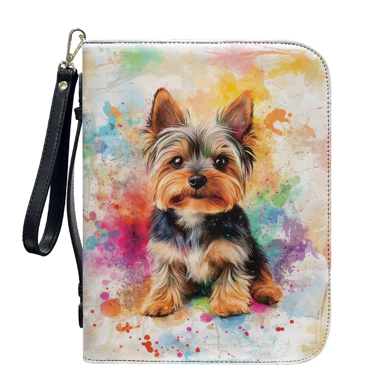 Hummingbird Lily Flower Print PU Leather Bible Case for Women Men Lightweight Bible Carrying Tote Bags with Detachable Wristlet Strap Church Bag for Bible Study Bible Gift, L - Bible Bag