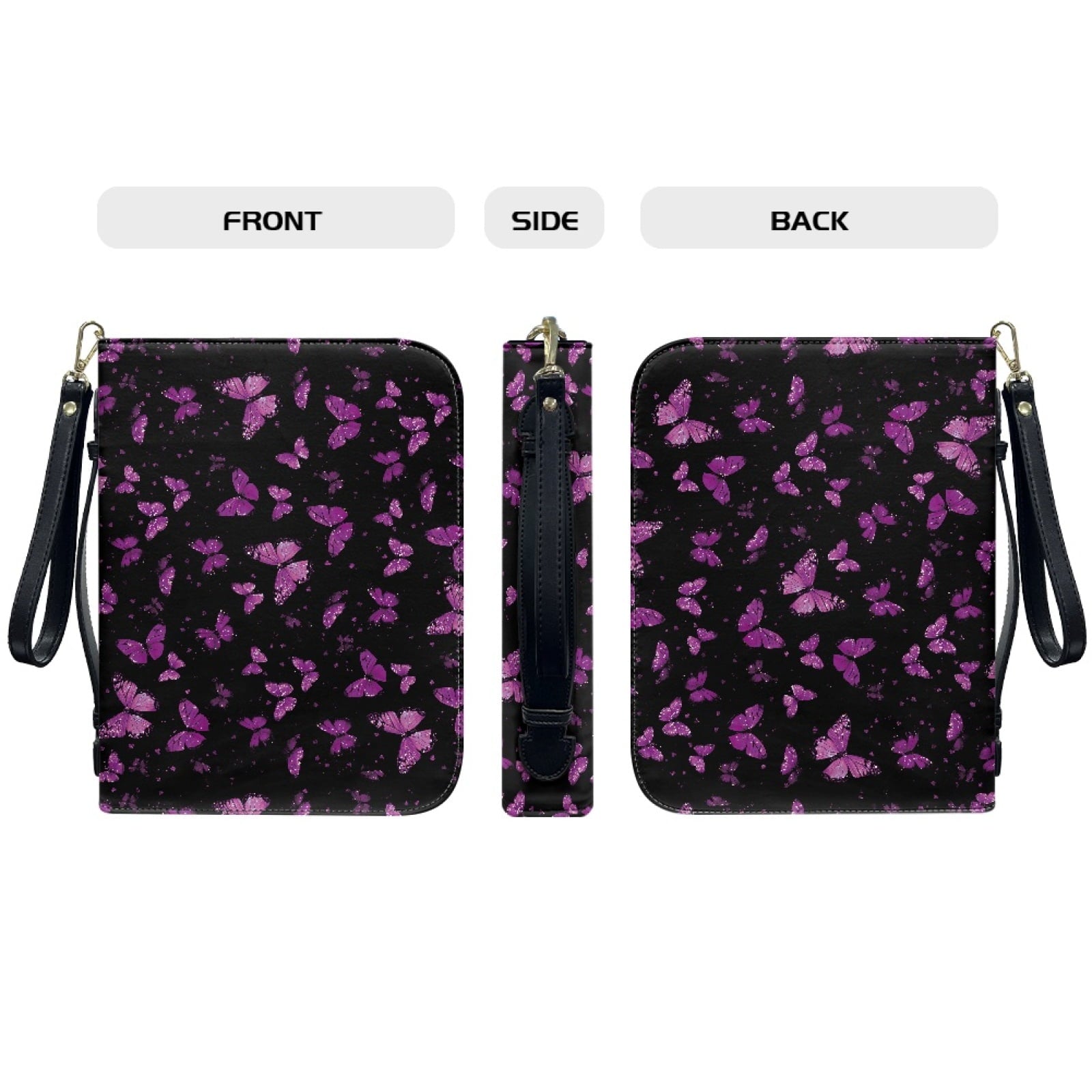 Star Sky Moose Star Print PU Leather Bible Case for Women Men Portable Bible Carrying Tote Bags with Detachable Wristlet Strap Church Bag for Bible Study Scripture Church Bag, L - Bible Bag