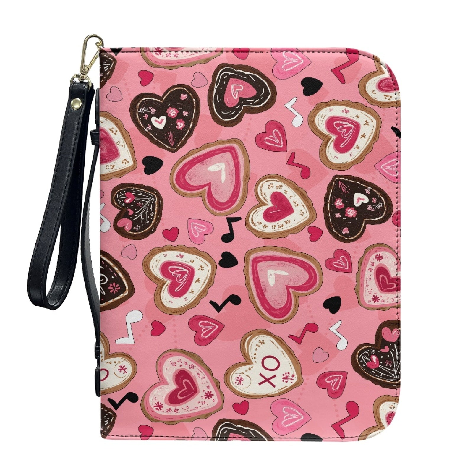 Hummingbird Lily Flower Print PU Leather Bible Case for Women Men Lightweight Bible Carrying Tote Bags with Detachable Wristlet Strap Church Bag for Bible Study Bible Gift, L - Bible Bag