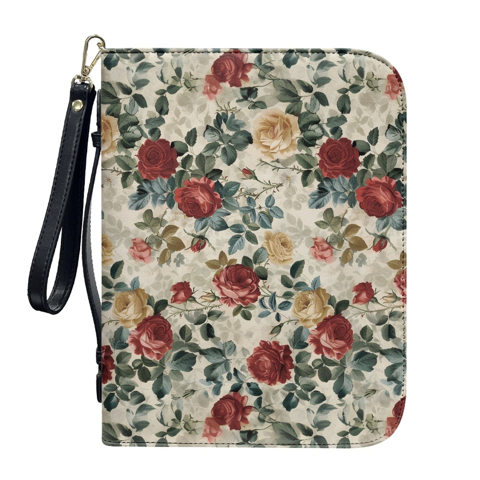 Lavender Hummingbird Butterfly Print PU Leather Bible Case for Women Men Sturdy Bible Carrying Tote Bags with Detachable Wristlet Strap Church Bag for Bible Study Journal Case, L - Bible Bag