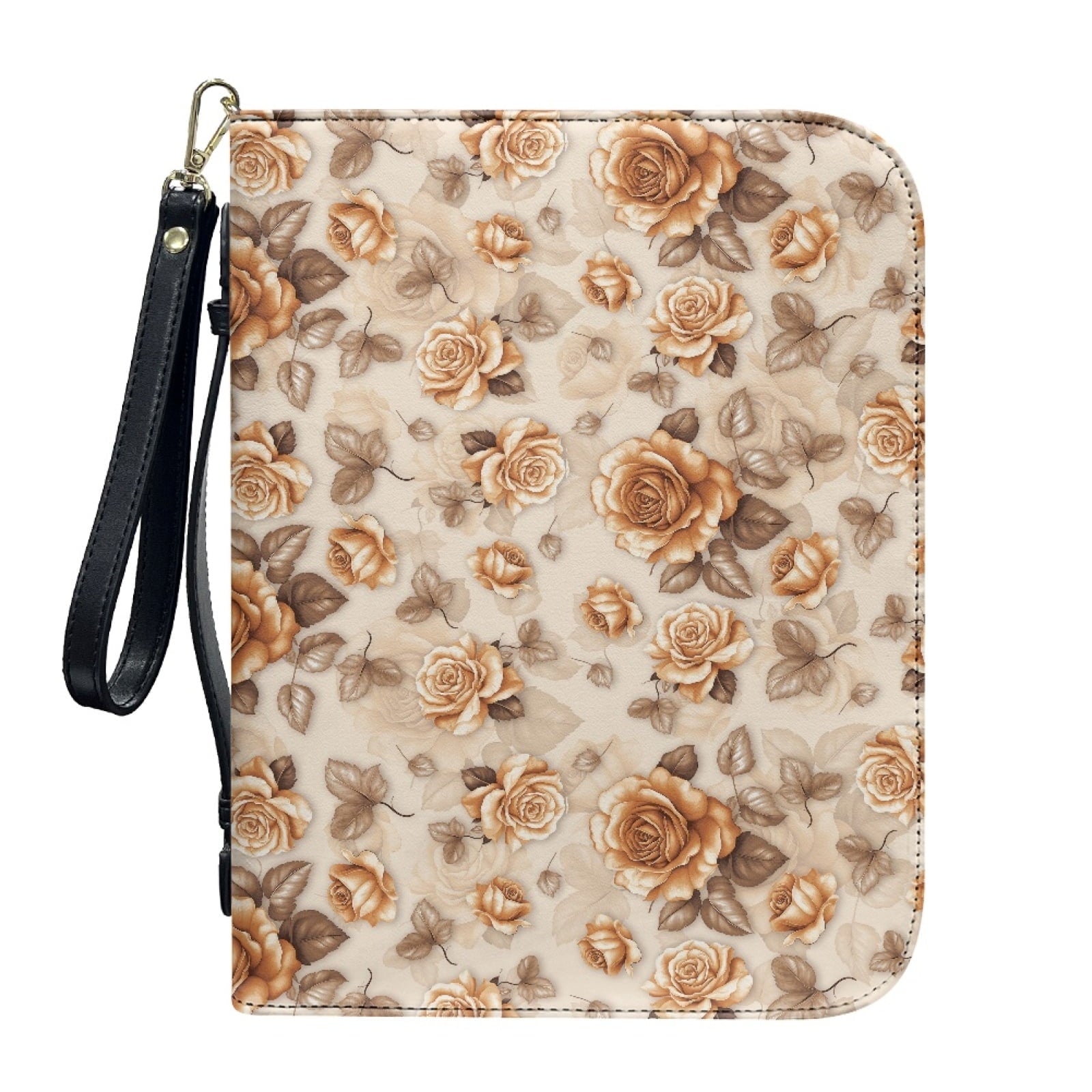 Hummingbird Lily Flower Print PU Leather Bible Case for Women Men Lightweight Bible Carrying Tote Bags with Detachable Wristlet Strap Church Bag for Bible Study Bible Gift, L - Bible Bag