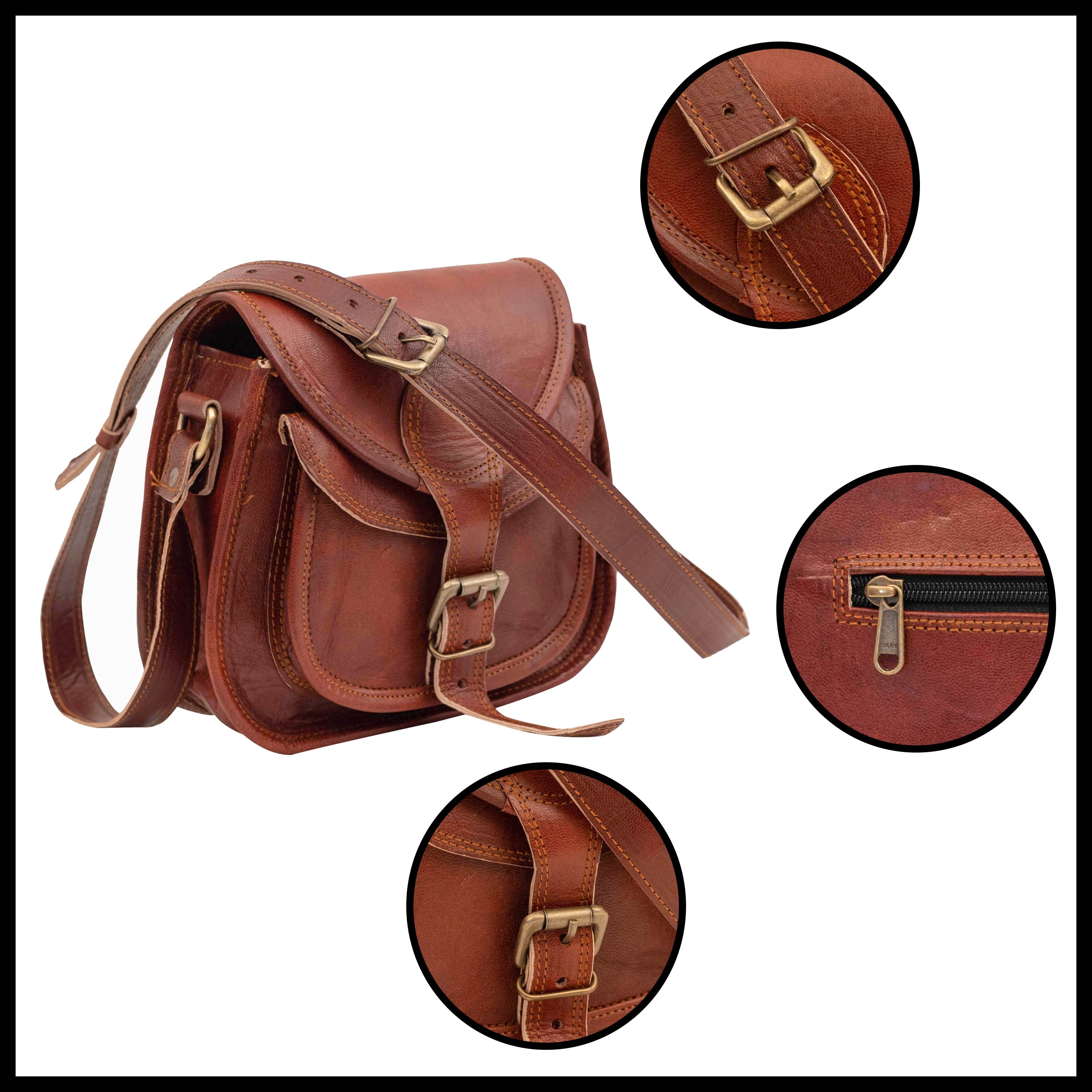Rajeriya-9 Inch Small Vintage Look Leather Purses And Handbags Crossbody Satchel Bags For Women