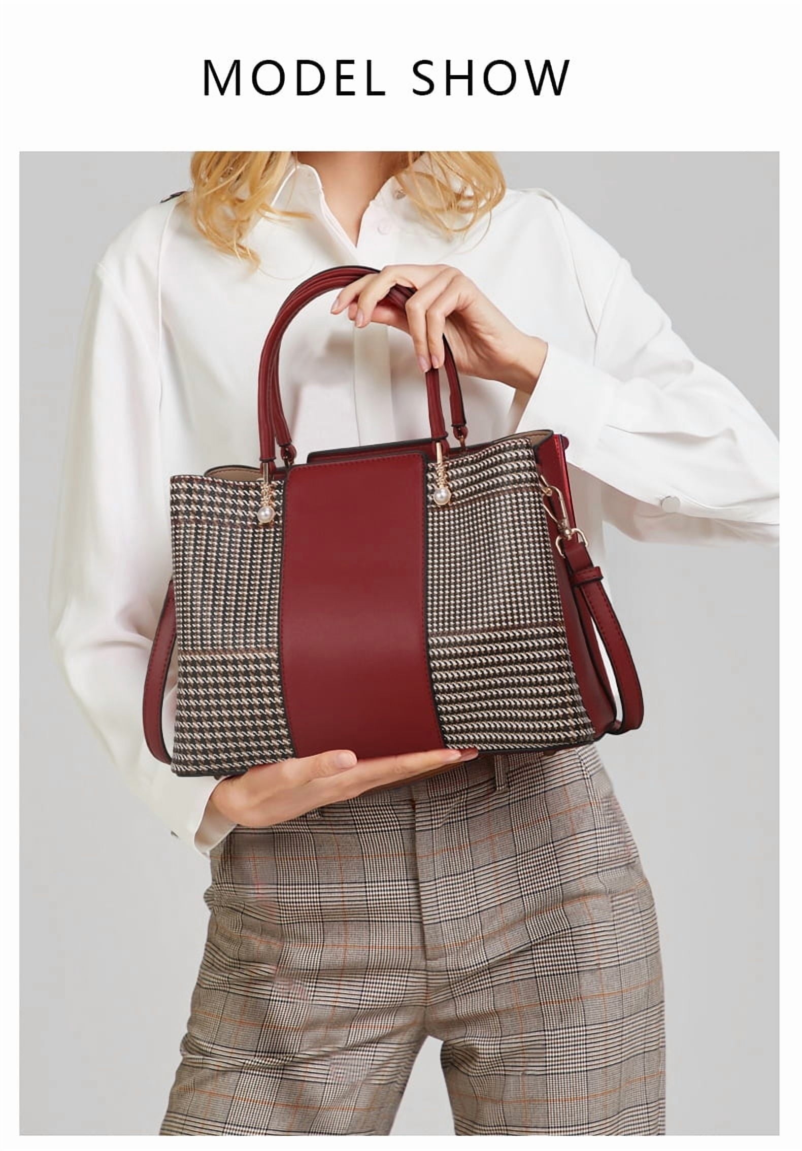 Aidrani Fashion cowhide plaid bag 2024 new large capacity leather women's handbag carrying middle-aged mother bag