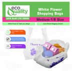 EcoQuality Plastic White Flower T-Shirt Bags 5000ct, 1/8 Shopping Bags, Grocery Bags, Poly Bags, Multi-Use, Medium Size, Reusable Carry Out Bags (17 x 10 x 6 inches) (16 Micron)