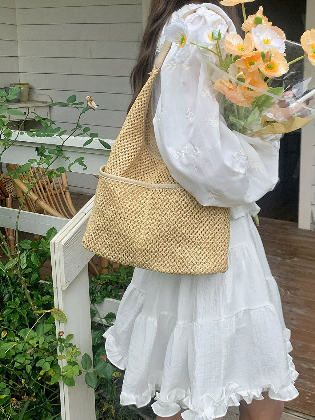 Summer Beach Straw Bags for Women Retro Design Female Pocket Commuter Tote Handbags Seaside Travel Ladies Woven Underarm Bag