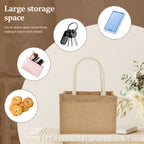 10Pcs Burlap Tote Bags Mini Burlap Beach Bags with Handles Portable Jute Tote Bag Reusable Burlap Bag Multipurpose Burlap Hand Bags for Shopping Trips Beach Tours School Outdoor