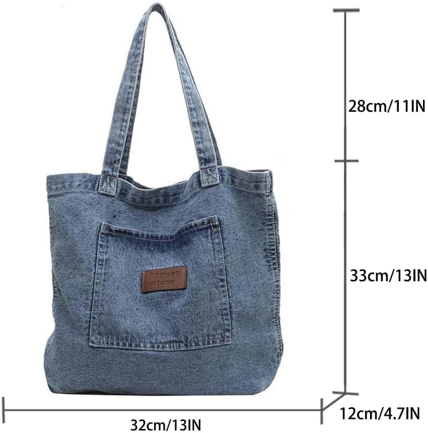 JennyShop  Denim Canvas Bag, Casual Handheld/Shoulder Carryall Bag, Hot Sale Large Capacity Tote - Niche Artistic Shopping Bag,