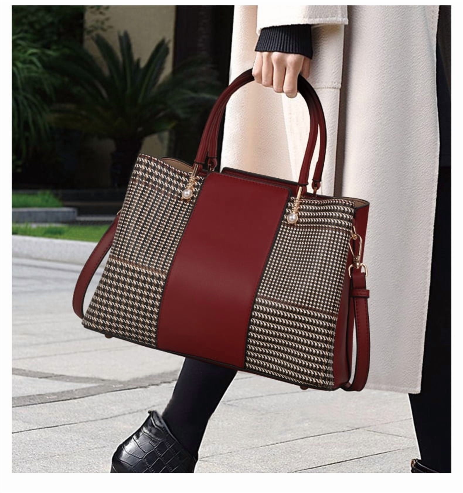 Aidrani Fashion cowhide plaid bag 2024 new large capacity leather women's handbag carrying middle-aged mother bag