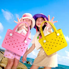 ROVTIULI Waterproof Sandproof Beach Bag for Women - Small Portable Plastic Rubber Tote, Washable Open Top Handbag for Outdoor Travel