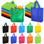 100 Pcs Non-woven Tote Bags, Reusable Grocery Bags Bulk, Large Shopping Bags with Handles & Buttons, Washable & Foldable Present Bags for Parties, Camping, Retail, 10 Colors