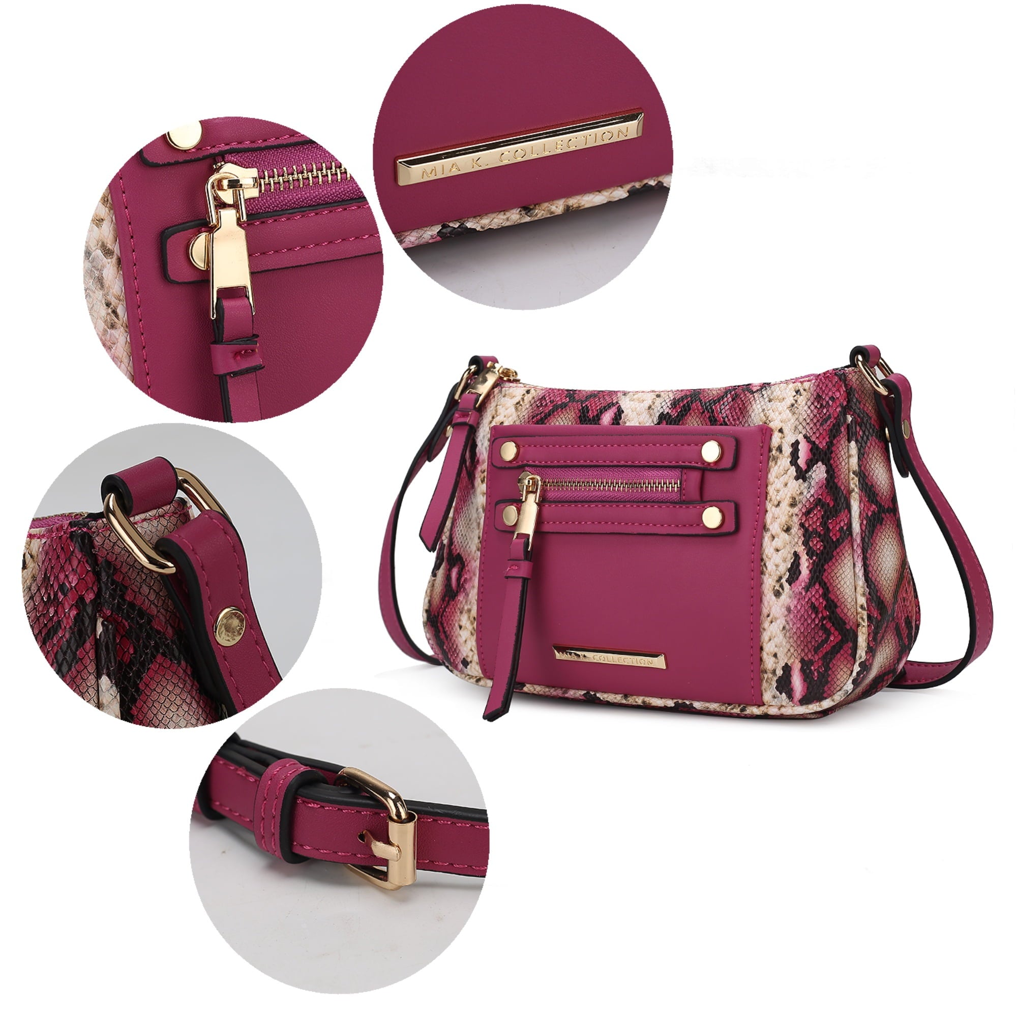 MKF Collection Essie Women's Crossbody Bag Snake Embossed Vegan Leather Shoulder Bag Daily Handbag by Mia K. - Dark Green