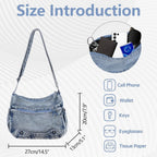 Denim Crossbody Bag Casual Cross body Bag Large Capacity Handbag