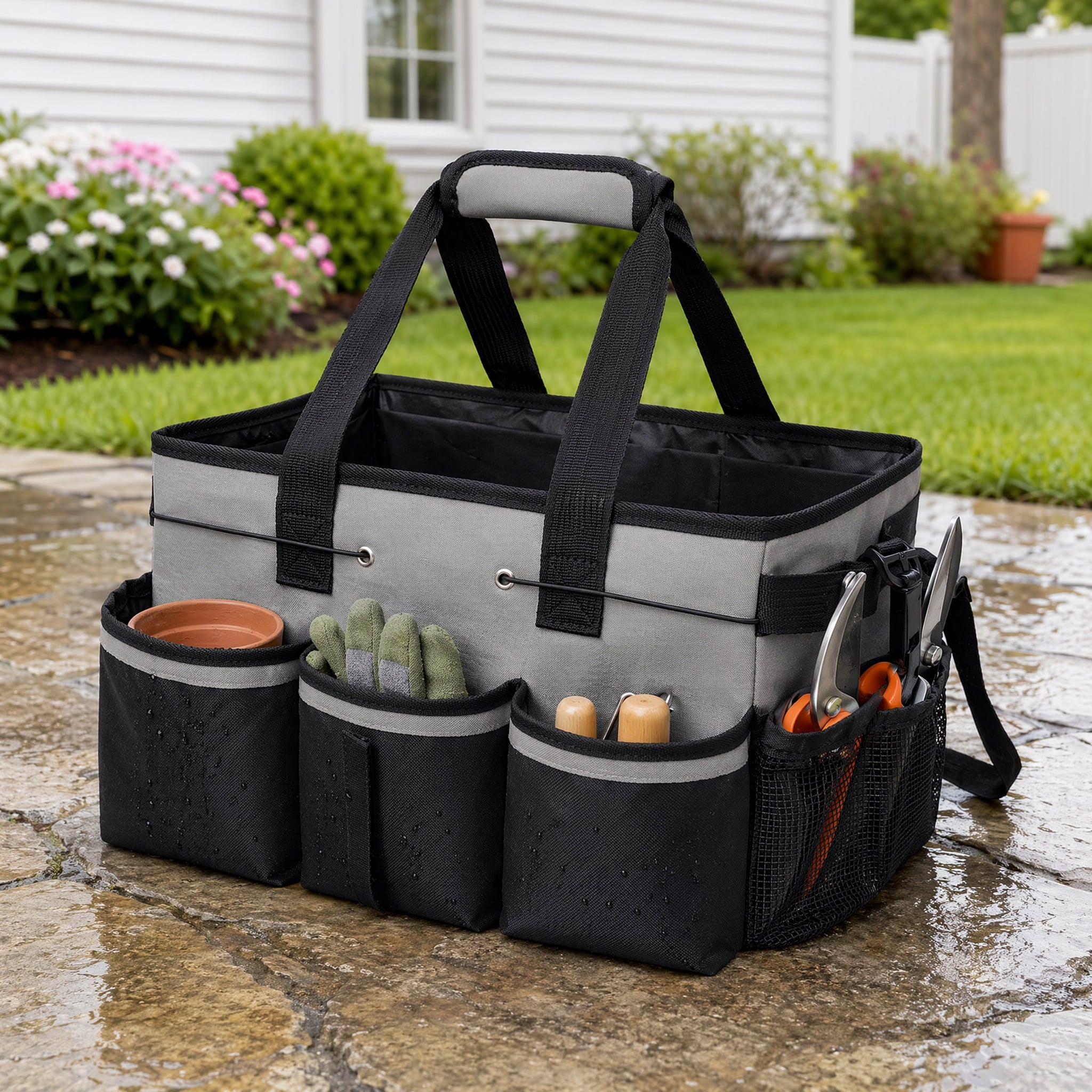 IFRINID Multi-Pocket Tool Organizer Bag, Waterproof 600D Oxford Fabric Tool Storage Tote with Adjustable Dividers and Shoulder Strap