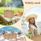 10Pcs Burlap Tote Bags Mini Burlap Beach Bags with Handles Portable Jute Tote Bag Reusable Burlap Bag Multipurpose Burlap Hand Bags for Shopping Trips Beach Tours School Outdoor